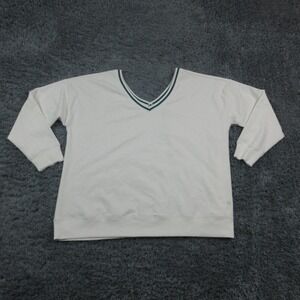 We Wander Pullover Womens 2X White V-Neck UPF 40 Stretch Long Sleeve Top NWT